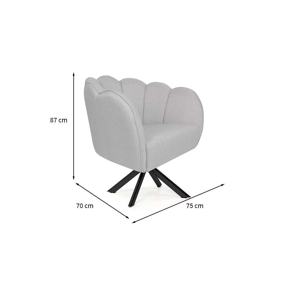 Poltrona Ariel Giratória Linho Creme e Preta - 3