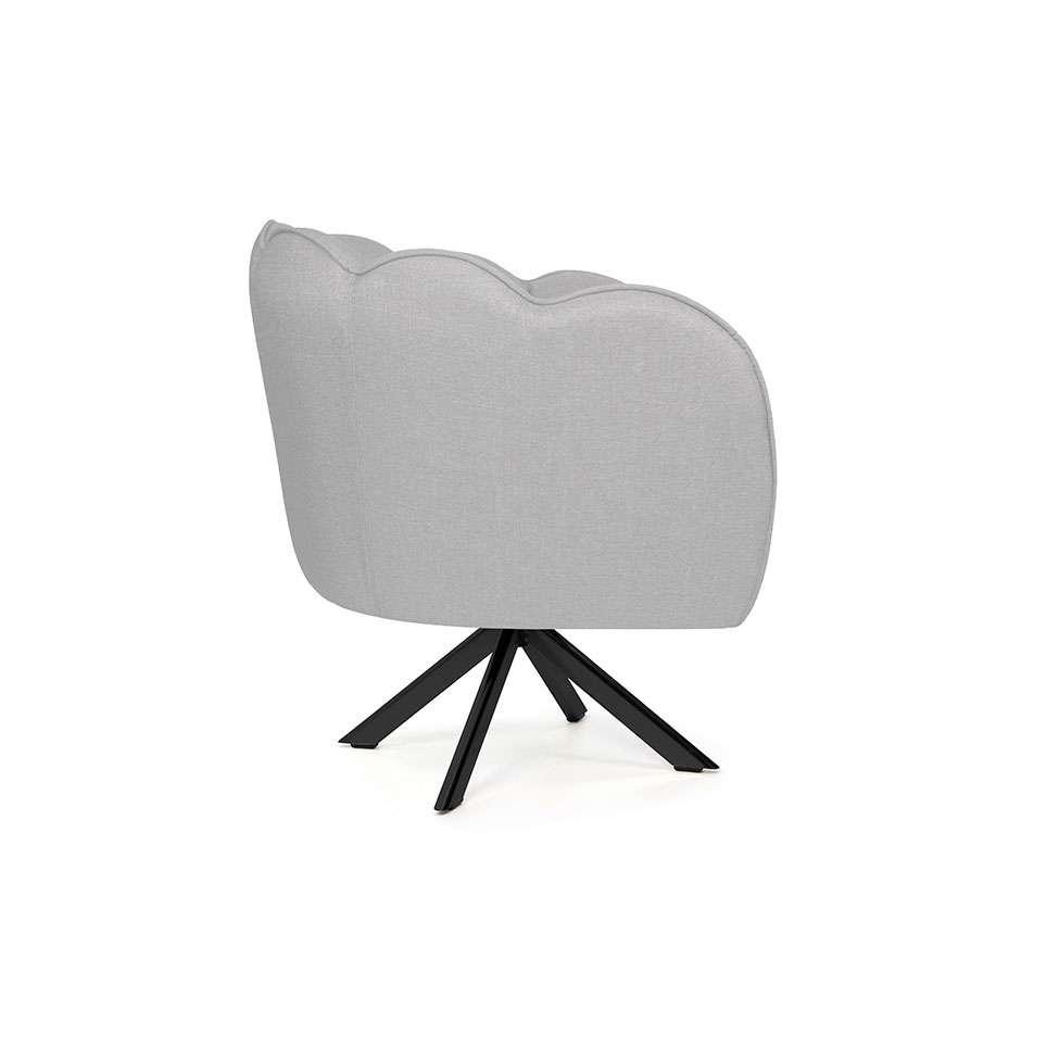 Poltrona Ariel Giratória Linho Creme e Preta - 4