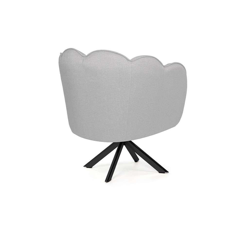 Poltrona Ariel Giratória Linho Creme e Preta - 5