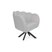 Poltrona Ariel Giratória Linho Creme e Preta - 1