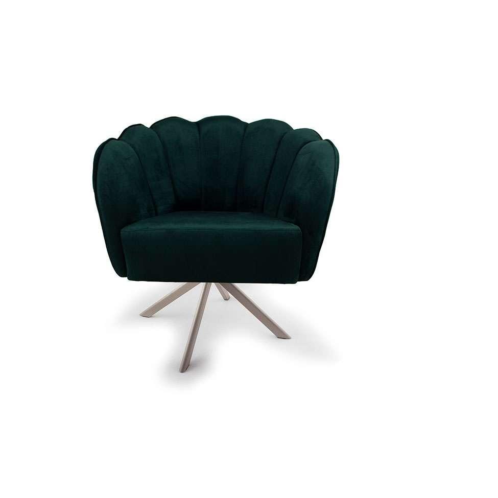 Poltrona Ariel Giratória Suede Esmeralda e Champagne - 2