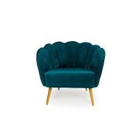 Poltrona Ariel Pé Palito Veludo Turquesa e Bronze - 2