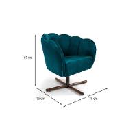 Poltrona Ariel Giratória Veludo Turquesa e Castanho - 3