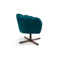 Poltrona Ariel Giratória Veludo Turquesa e Castanho