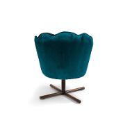 Poltrona Ariel Giratória Veludo Turquesa e Castanho - 6