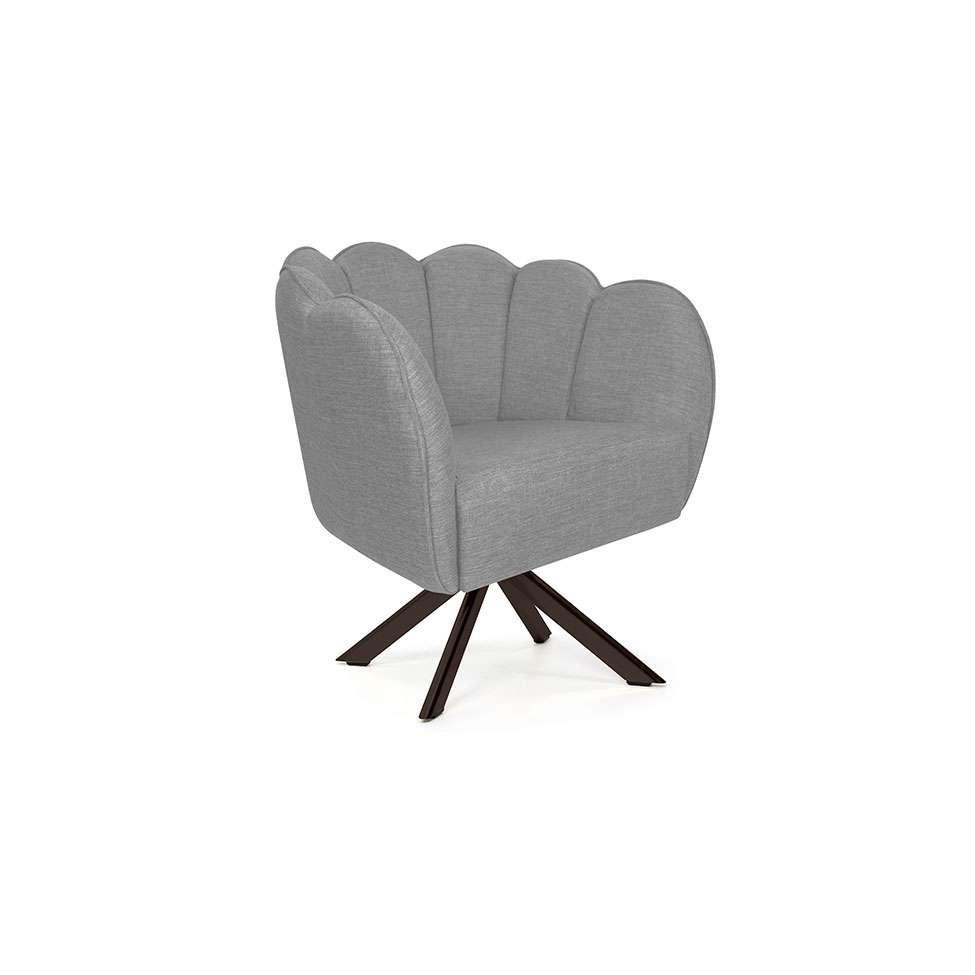 Poltrona Ariel Giratória Linho Mescla Cinza e Chocolate - 1