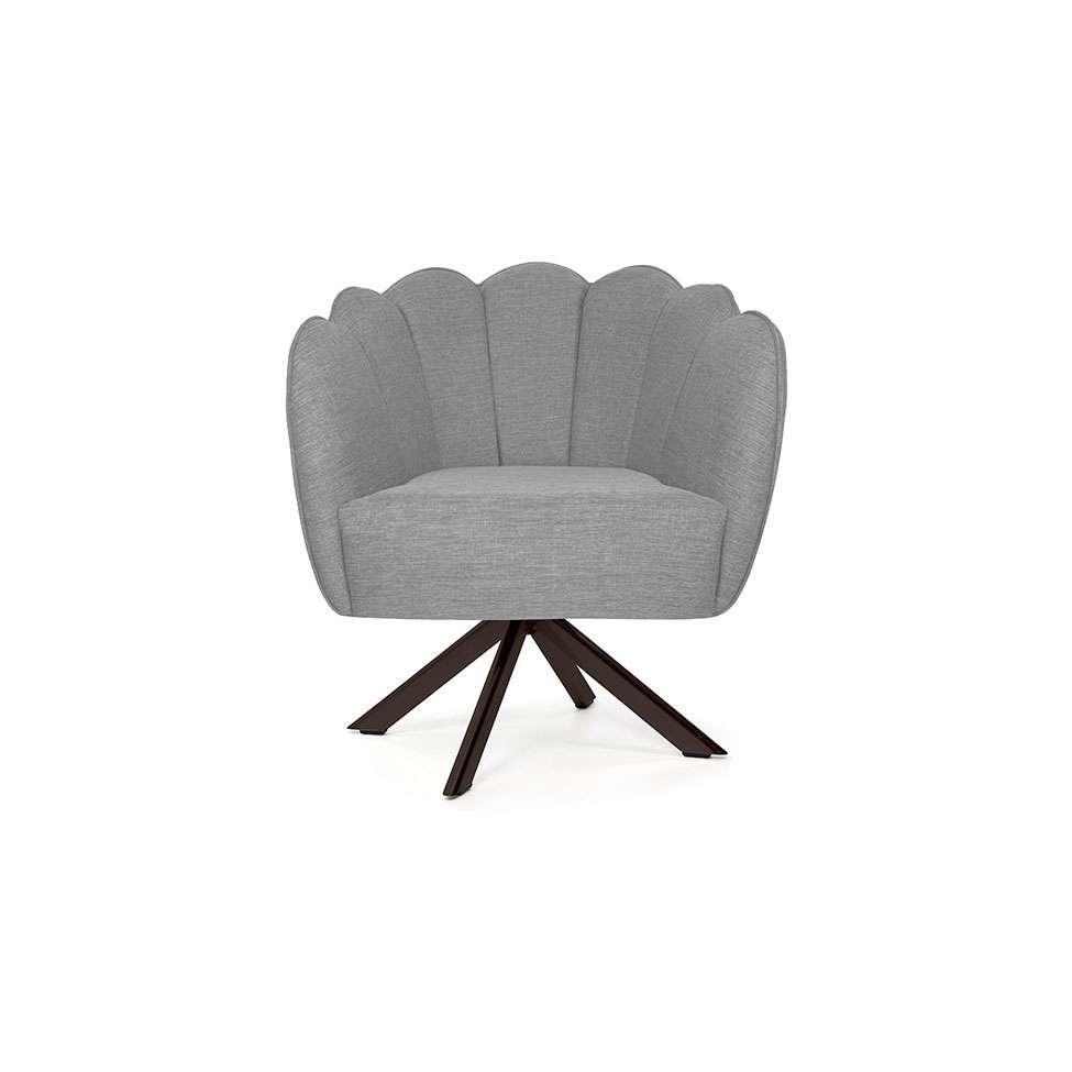 Poltrona Ariel Giratória Linho Mescla Cinza e Chocolate - 2