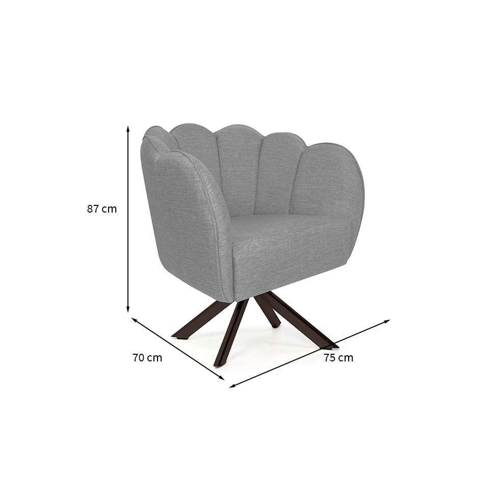 Poltrona Ariel Giratória Linho Mescla Cinza e Chocolate - 3