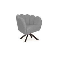 Poltrona Ariel Giratória Linho Mescla Cinza e Chocolate - 1