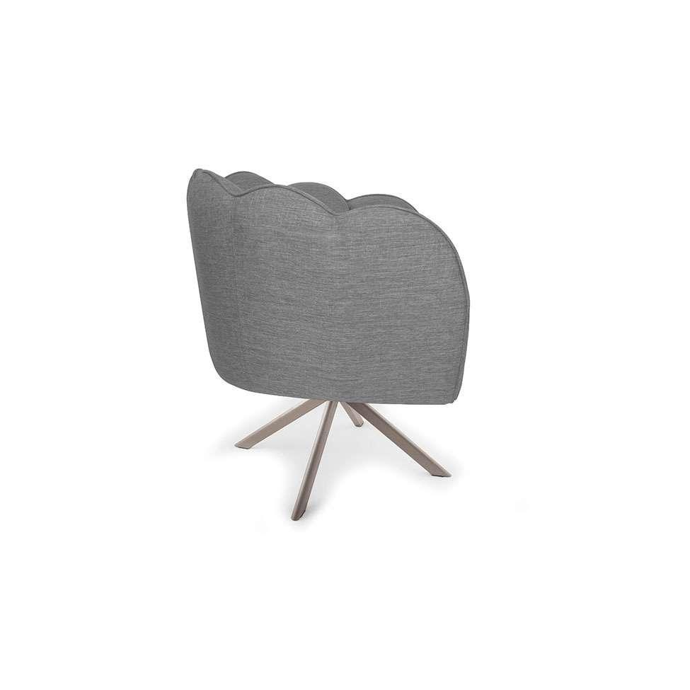 Poltrona Ariel Giratória Linho Mescla Cinza e Champagne - 5