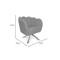 Poltrona Ariel Giratória Linho Mescla Cinza e Champagne - 3