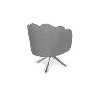 Poltrona Ariel Giratória Linho Mescla Cinza e Champagne