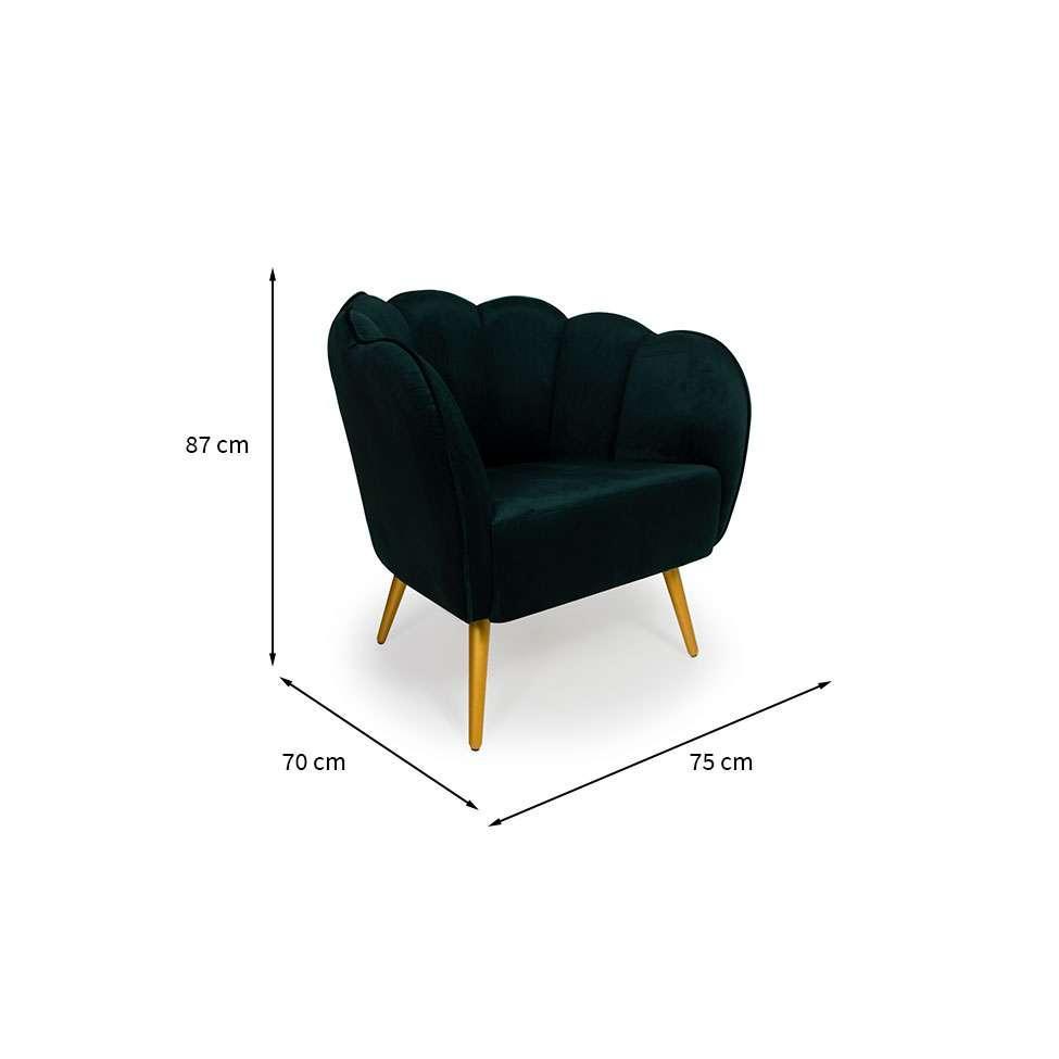 Poltrona Ariel Pé Palito Veludo Esmeralda e Bronze - 3