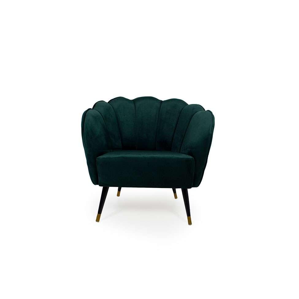 Poltrona Ariel Pé Palito Veludo Esmeralda e Preta - 2
