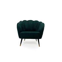 Poltrona Ariel Pé Palito Veludo Esmeralda e Preta - 2