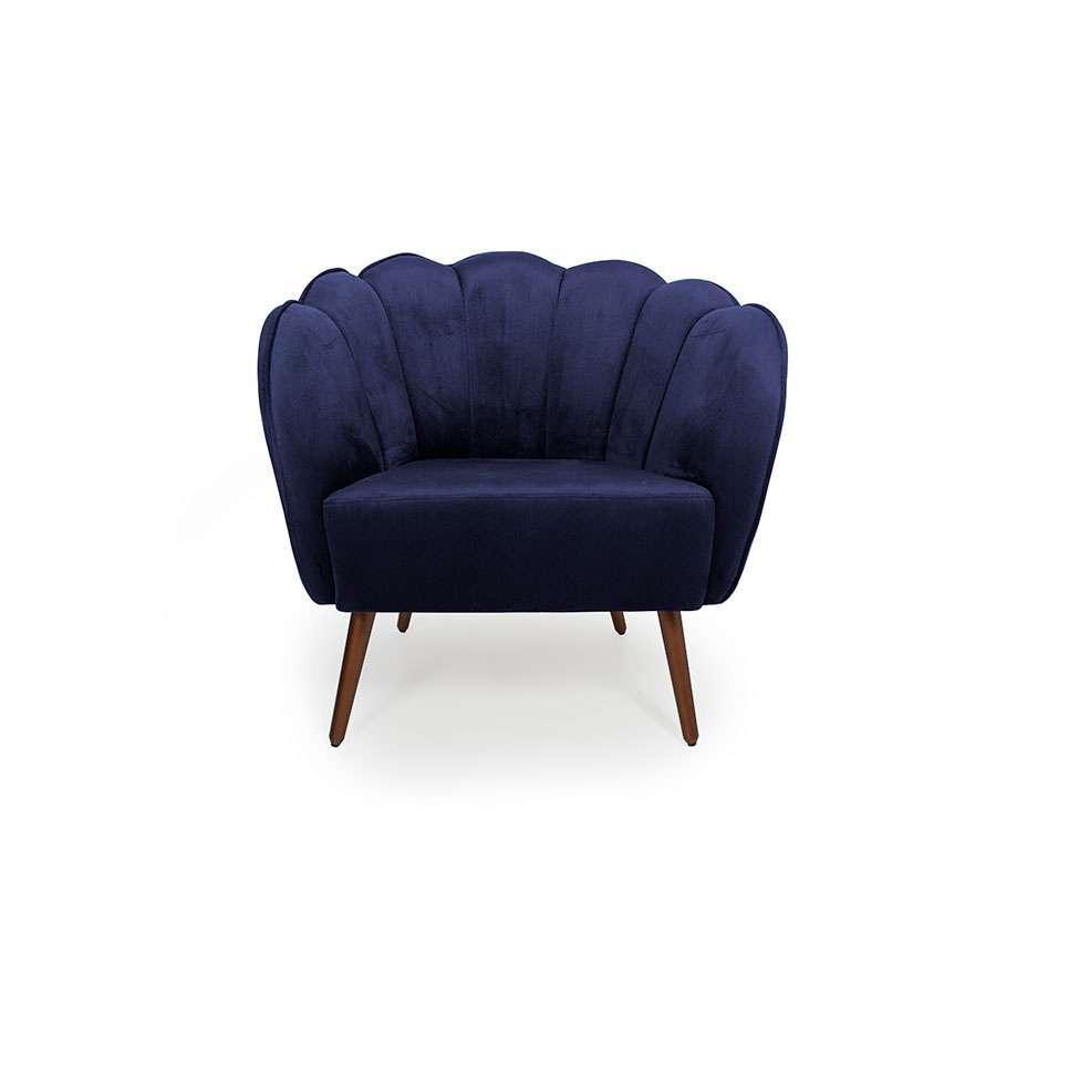 Poltrona Ariel Pé Palito Suede Marinho e Cobre - 2