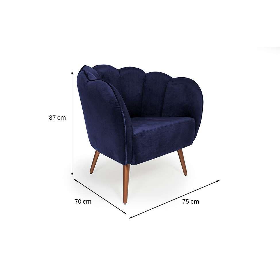 Poltrona Ariel Pé Palito Suede Marinho e Cobre - 3