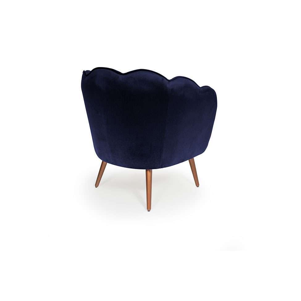 Poltrona Ariel Pé Palito Suede Marinho e Cobre - 4