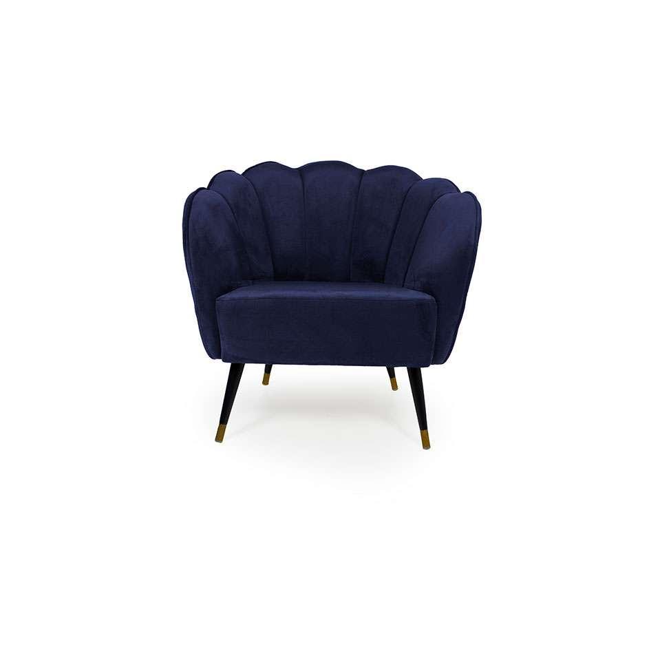 Poltrona Ariel Pé Palito Veludo Marinho e Preta - 2