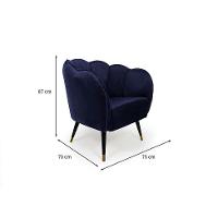 Poltrona Ariel Pé Palito Veludo Marinho e Preta - 3