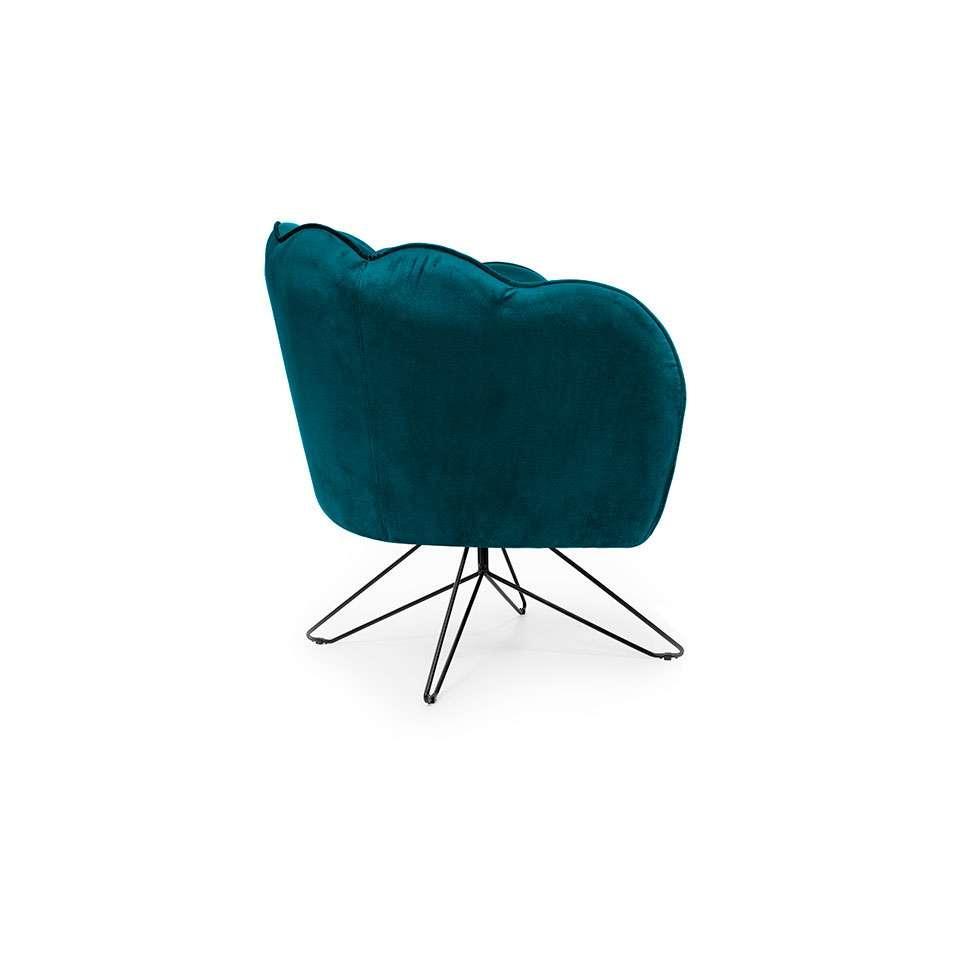 Poltrona Ariel Base Aço Veludo Turquesa e Preta - 4