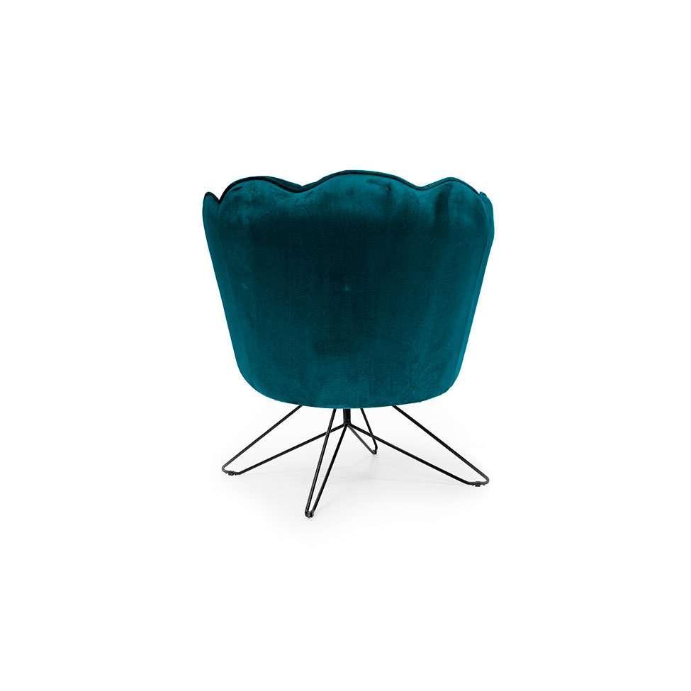 Poltrona Ariel Base Aço Veludo Turquesa e Preta - 6