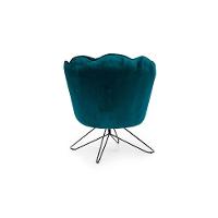 Poltrona Ariel Base Aço Veludo Turquesa e Preta - 6