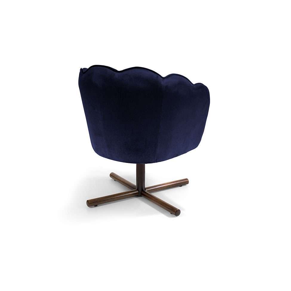 Poltrona Ariel Giratória Suede Marinho e Castanho - 4