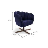 Poltrona Ariel Giratória Suede Marinho e Castanho - 3