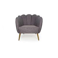 Poltrona Ariel Pé Palito Linho Mescla Marrom e Dourada - 2