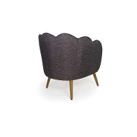 Poltrona Ariel Pé Palito Linho Mescla Marrom e Dourada