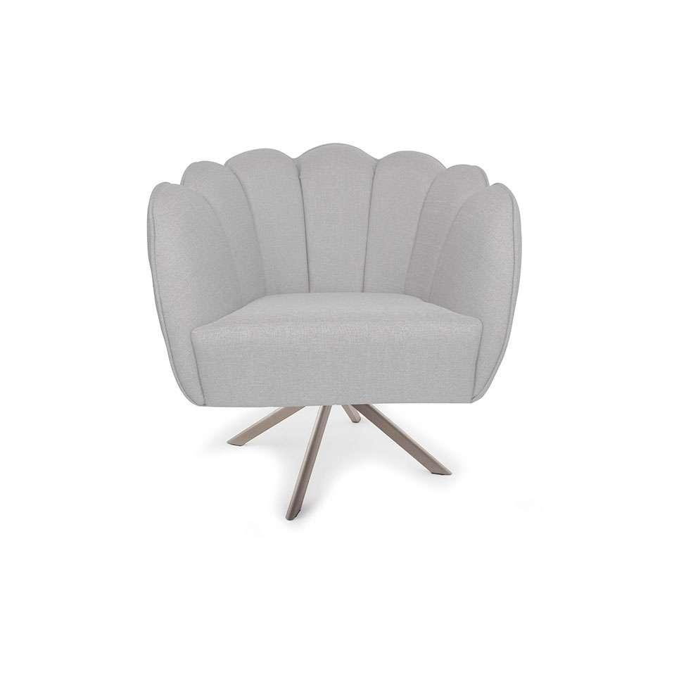 Poltrona Ariel Giratória Linho Creme e Champagne - 2