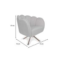 Poltrona Ariel Giratória Linho Creme e Champagne - 3