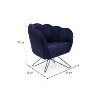 Poltrona Ariel Base Aço Suede Marinho e Preta - 3