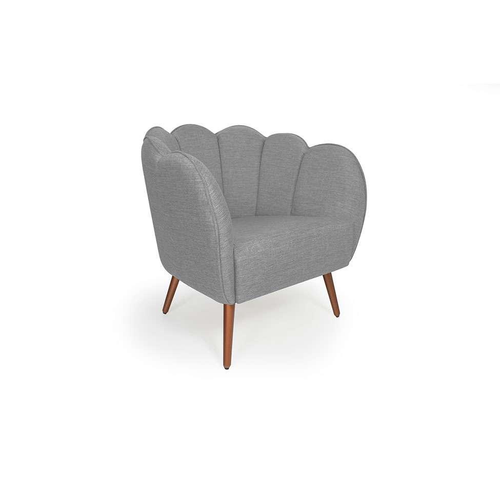 Poltrona Ariel Pé Palito Linho Mescla Cinza e Cobre - 1