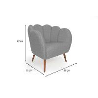 Poltrona Ariel Pé Palito Linho Mescla Cinza e Cobre - 3