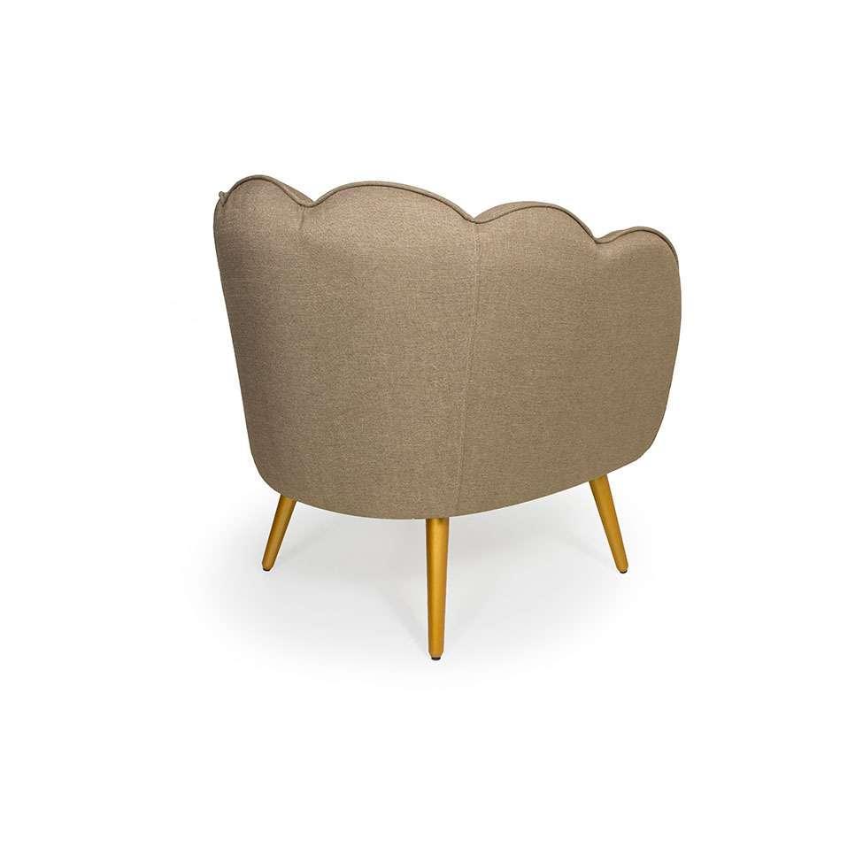 Poltrona Ariel Pé Palito Linho Bege e Bronze - 4