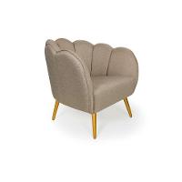 Poltrona Ariel Pé Palito Linho Bege e Bronze - 1