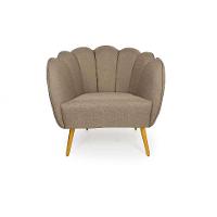 Poltrona Ariel Pé Palito Linho Bege e Bronze - 2