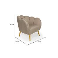 Poltrona Ariel Pé Palito Linho Bege e Bronze - 3