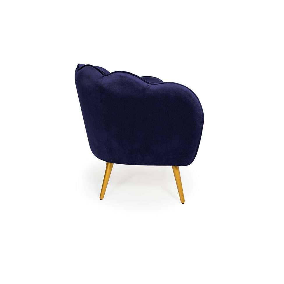 Poltrona Ariel Pé Palito Veludo Marinho e Bronze - 5