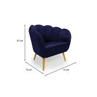 Poltrona Ariel Pé Palito Veludo Marinho e Bronze - 3