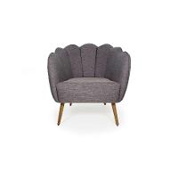 Poltrona Ariel Pé Palito Linho Mescla Marrom e Madeira - 2