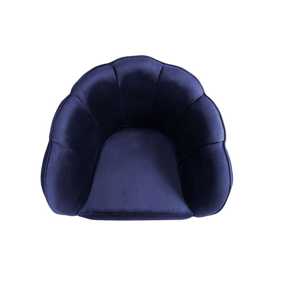 Poltrona Ariel Giratória Suede Marinho e Madeira - 5