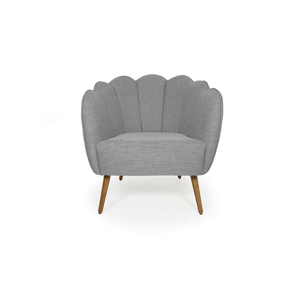 Poltrona Ariel Pé Palito Linho Mescla Cinza e Madeira - 2