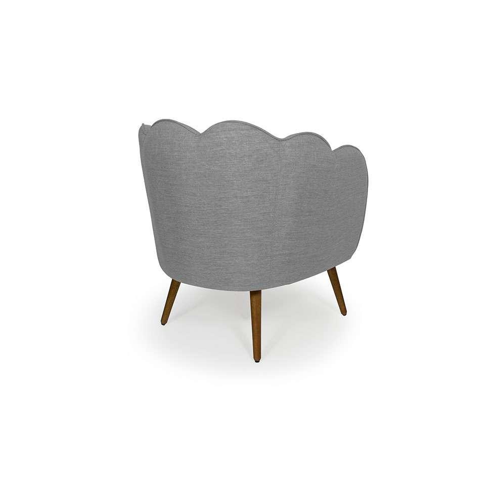 Poltrona Ariel Pé Palito Linho Mescla Cinza e Madeira - 5