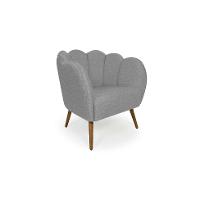 Poltrona Ariel Pé Palito Linho Mescla Cinza e Madeira - 1