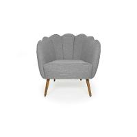 Poltrona Ariel Pé Palito Linho Mescla Cinza e Madeira - 2