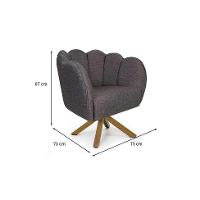 Poltrona Ariel Giratória Linho Mescla Marrom e Madeira - 3