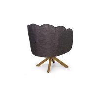 Poltrona Ariel Giratória Linho Mescla Marrom e Madeira